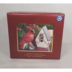 Lenox Winter Greetings Cardinal and Birdhouse Salt and Pepper Shaker